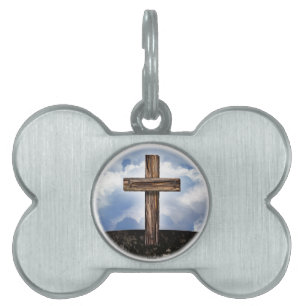Placa Para Mascotas Cruza irregular con cielo