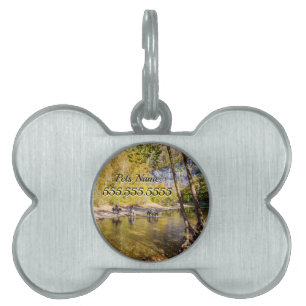 Placa Para Mascotas Cruzando La Etiqueta De Mascotas Del Río Búfalo