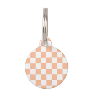 Placa Para Mascotas Cuadrados a cuadros melocotón naranja blanco geomé