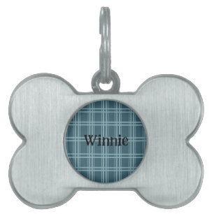 Placa Para Mascotas Cuadros azules