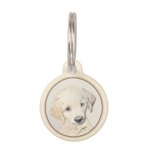 Placa Para Mascotas Cuadros De Cachorro Dorado - Arte Original De Perr