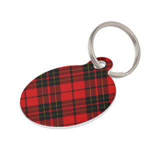 Placa Para Mascotas Cuadros rojos y negros de tartán Brodie