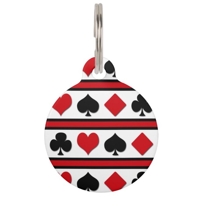 Placa Para Mascotas Cuatro trajes de cartas (Anverso)