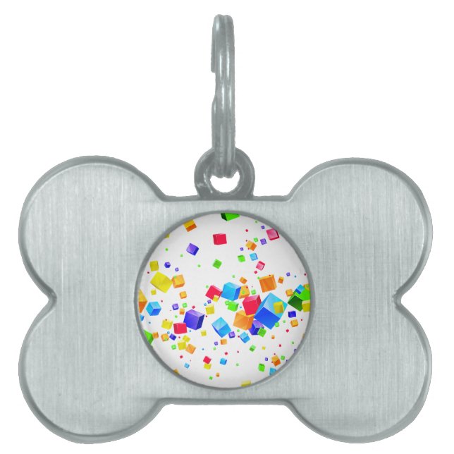 Placa Para Mascotas Cubos coloreados 1 (Frente)