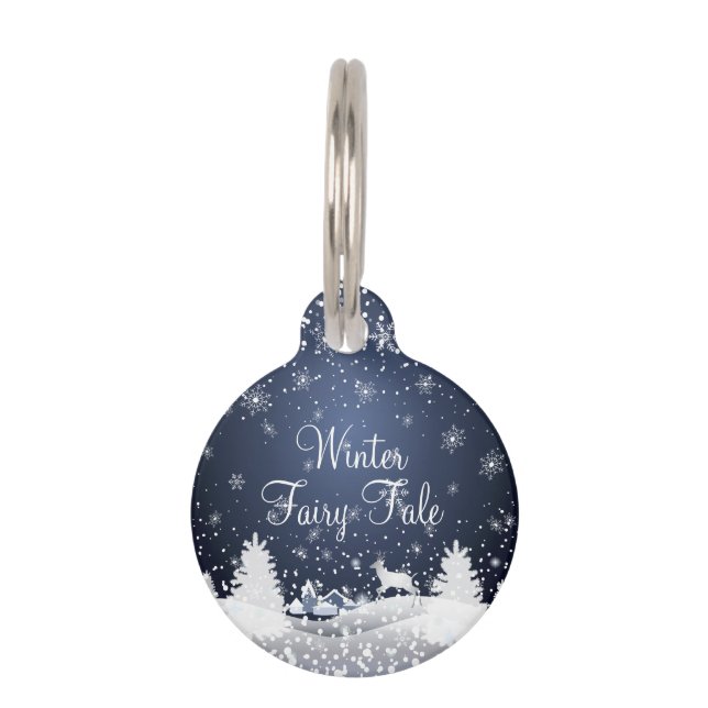 Placa Para Mascotas Cuento de hadas de la noche de navidad. Bosque de (Reverso)