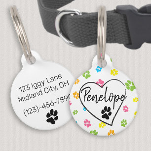 Placa Para Mascotas Cuidada pintura de perro coloreada imprime el patr