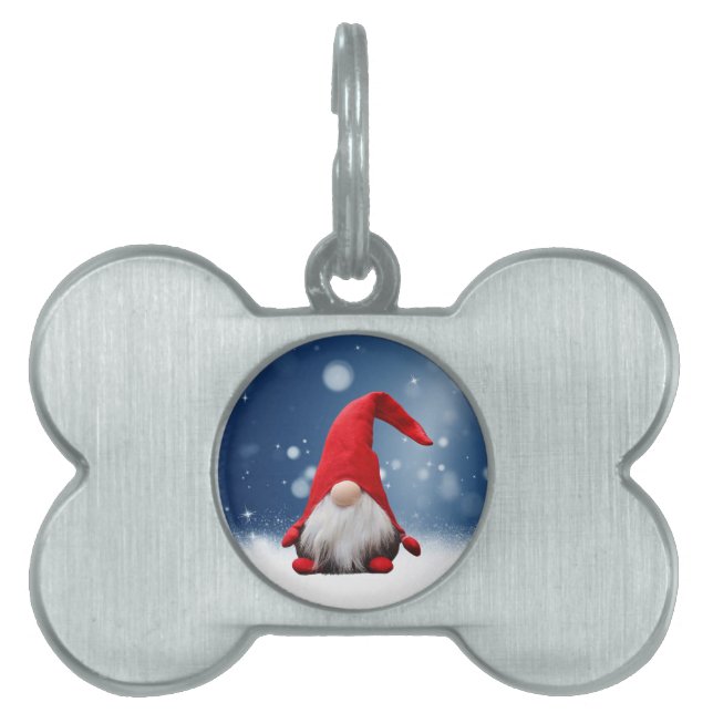 Placa Para Mascotas Cuidados Navidades de Santa Snow Stars (Frente)