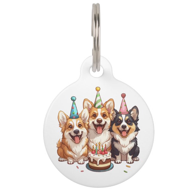 Placa Para Mascotas Cumpleaños Corgi Dogs (Anverso)