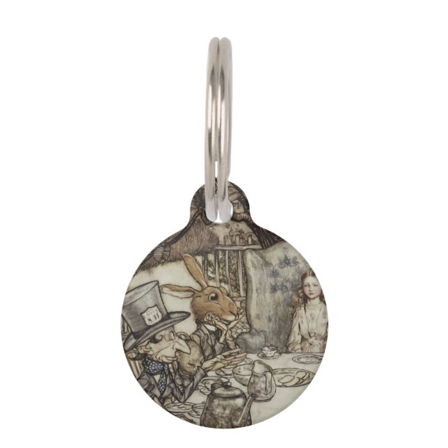 Placa Para Mascotas Cumpleaños de Alicia Fiesta de Cumpleaños sin Cump (Anverso)