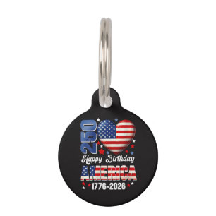 Placa Para Mascotas Cumpleaños de Women's America USA 250 Años 250 Ani