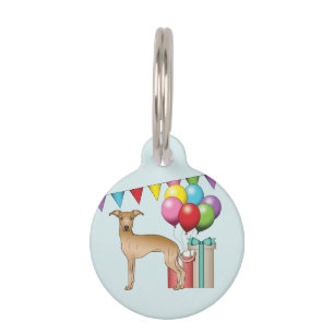 Placa Para Mascotas Cumpleaños Feliz Galgo Italiano Colorido