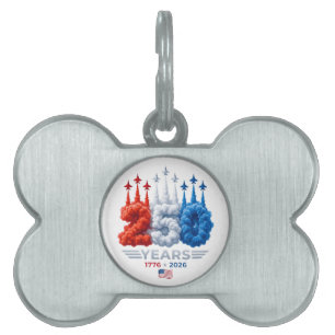 Placa Para Mascotas Cumpleaños Patriótico de 250 Años