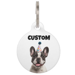 Placa Para Mascotas Cumpleaños personalizado de Bulldog Francés lindo