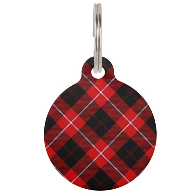 Placa Para Mascotas Cunningham Tartan Red Black Plaid (Anverso)