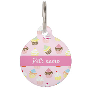 PLACA PARA MASCOTAS CUPCAKES PERSONALIZADOS DIBUJO ROSA