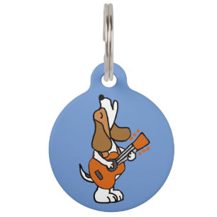Placa Para Mascotas Curioso Perro Beagle cantando y tocando guitarra