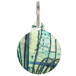 Placa Para Mascotas Curvas azules