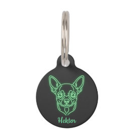 Placa Para Mascotas Custom Chihuahua Neon Glow Personalized