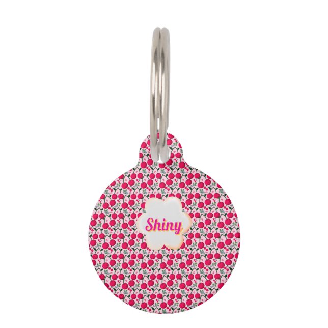 Placa Para Mascotas Custom cute cherry pattern  (Anverso)