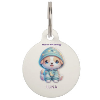 Placa Para Mascotas Custom Moon Child Energy Dog Pet Tag ID
