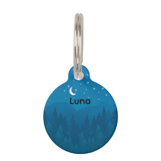 Placa Para Mascotas Custom Name, Moon Stars Mystic Mountain Pet ID Tag