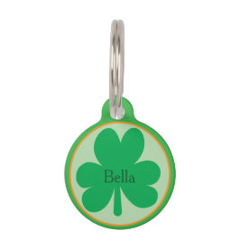 Placa Para Mascotas Custom Name, Shamrock Round Pet, Dog ID Tag