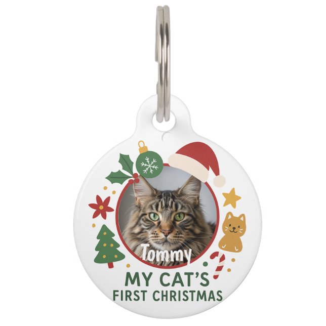 Placa Para Mascotas Custom Pet Photo and Name Christmas (Anverso)