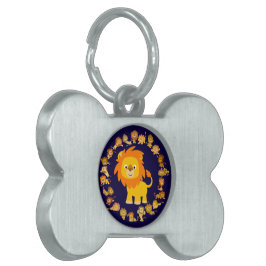 Placa Para Mascotas Cuta Personalizado Lion Mandala Pet Tag