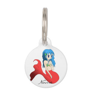 Placa Para Mascotas Cuta sirena de cabello azul Thunder_Cove