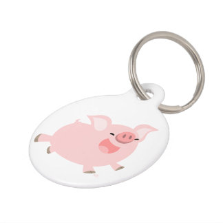 Placa Para Mascotas Cute alegre etiqueta de perro de cerdo Personaliza