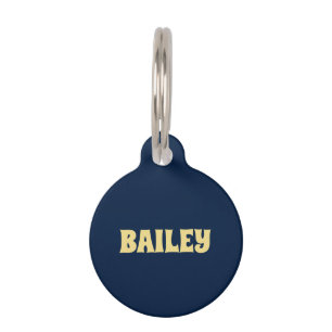 Placa Para Mascotas Cute azul marino oro personalizado Nombre Informac