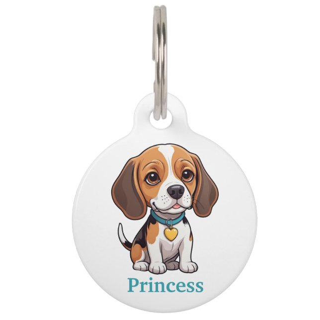 Placa Para Mascotas Cute Beagle Personaliza (Anverso)