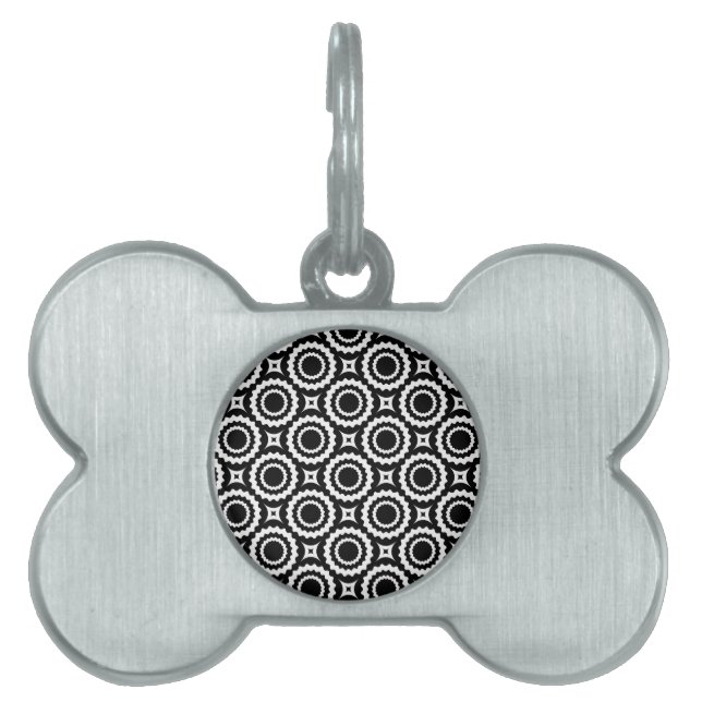 Placa Para Mascotas Cute black white zigzag circles pattern (Frente)