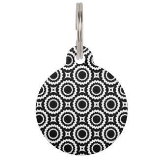 Placa Para Mascotas Cute black white zigzag circles pattern
