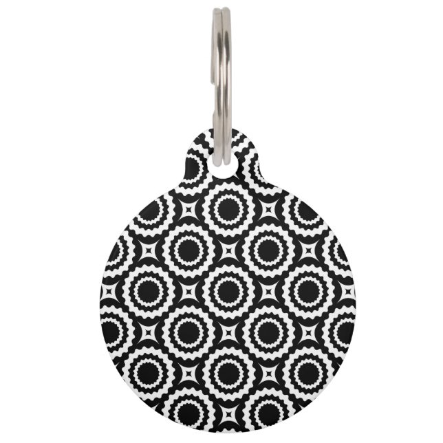 Placa Para Mascotas Cute black white zigzag circles pattern (Anverso)
