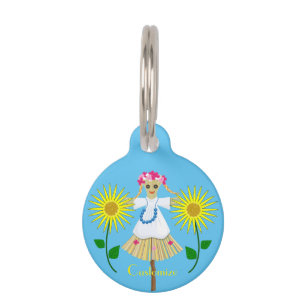 Placa Para Mascotas Cute Blonde Pigtails Scarecrow 