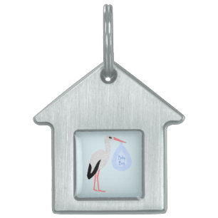 Placa Para Mascotas Cute Blue Baby Boy Stork