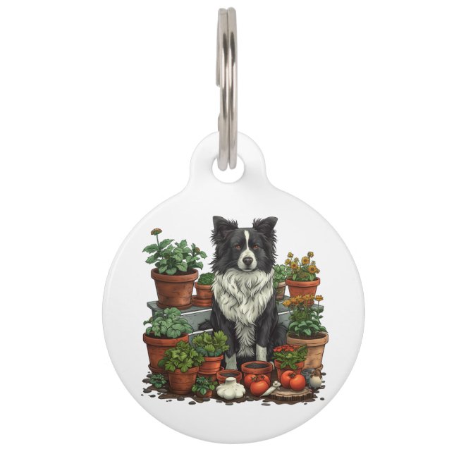 Placa Para Mascotas Cute Border Collie Jardinería (Anverso)