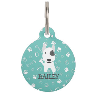 Placa Para Mascotas Cute Bull Terrier Dog Nombre Personalizable Pet ID