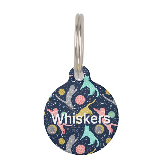 Placa Para Mascotas Cute Celestial Mystical Space Gatos Personalizados (Anverso)