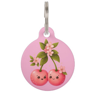 Placa Para Mascotas Cute Cherry Love Sticker