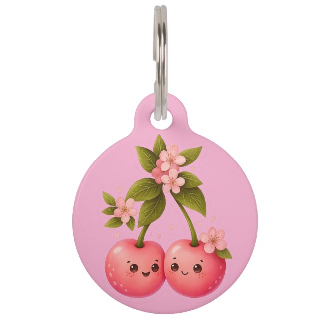 Placa Para Mascotas Cute Cherry Love Sticker (Anverso)
