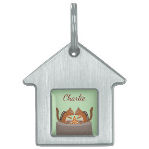 Placa Para Mascotas Cute Chipmunks Personalizado Caída Nombre Mascota