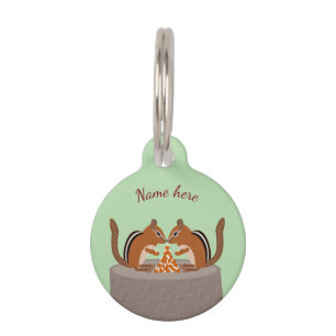 Placa Para Mascotas Cute Chipmunks Personalizado de la boda de otoño