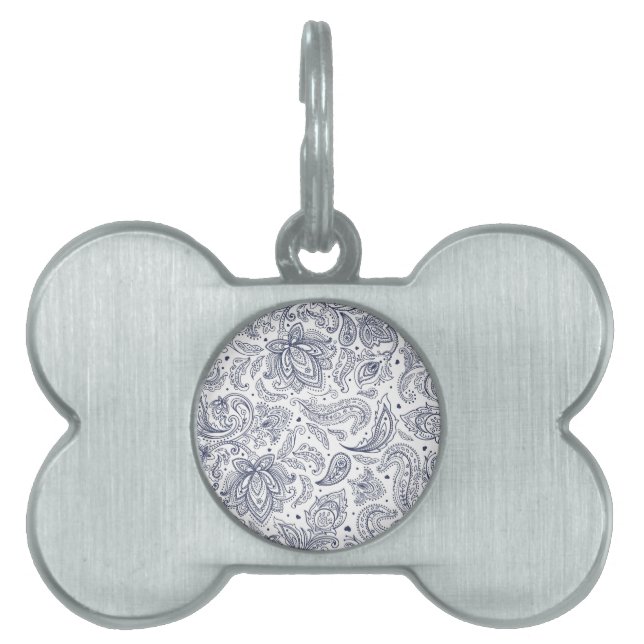 Placa Para Mascotas Cute classical flowers patterns (Frente)