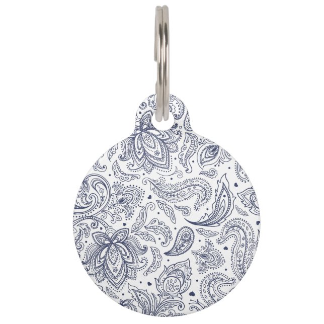 Placa Para Mascotas Cute classical flowers patterns (Anverso)