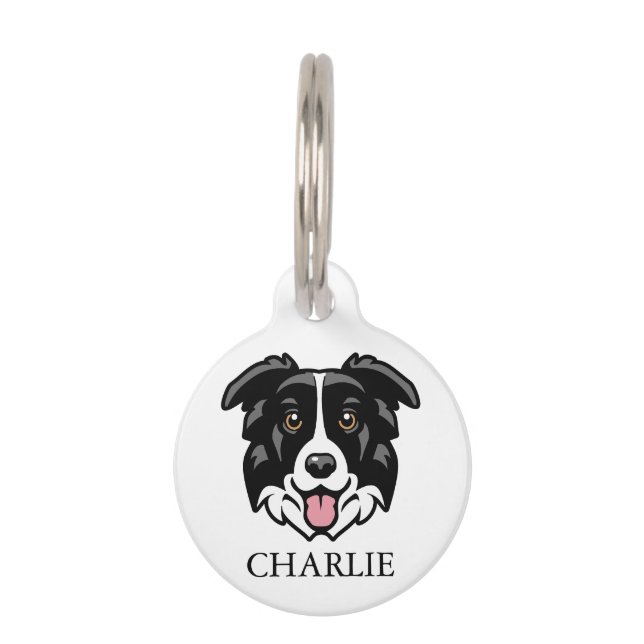 Placa Para Mascotas Cute Collie Dog Personalizado (Anverso)