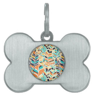 Placa Para Mascotas Cute colorful boho leaves pattern