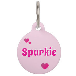 Placa Para Mascotas Cute Customizable Pink Playful Dog Cat Pet 
