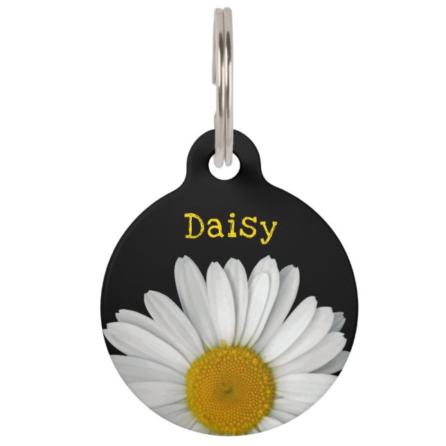 Placa Para Mascotas Cute Daisy Flower Name Phone Number (Anverso)